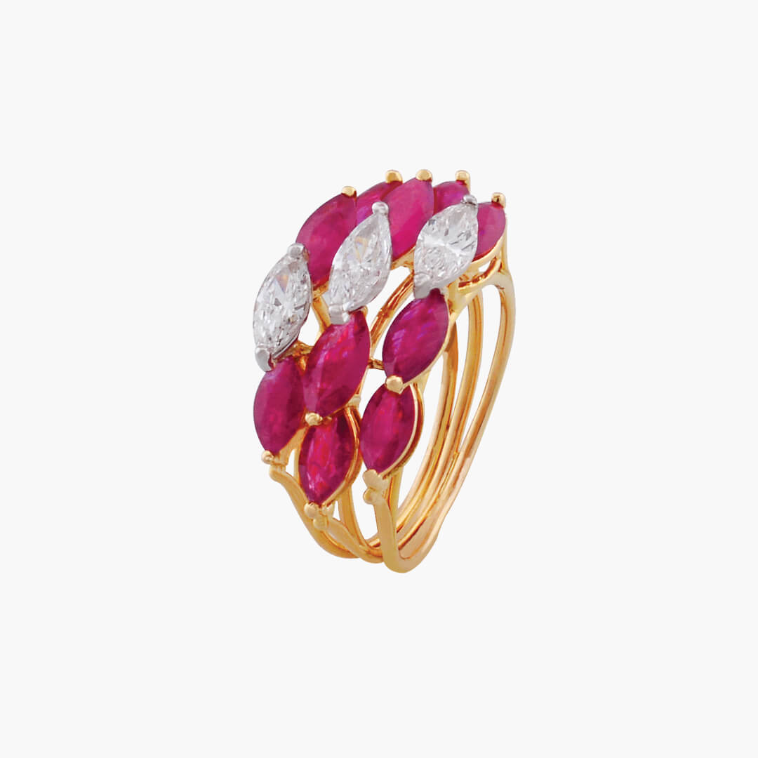 Female Gold,Stone 10K Gold Ruby Custer Ring at Rs 15000 in Jaipur | ID:  23424645197