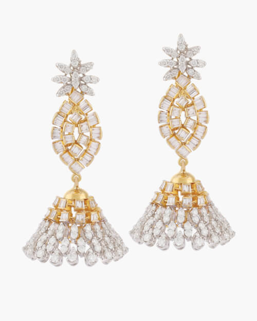 Sawansukha Yellow Gold Diamond Jhumka