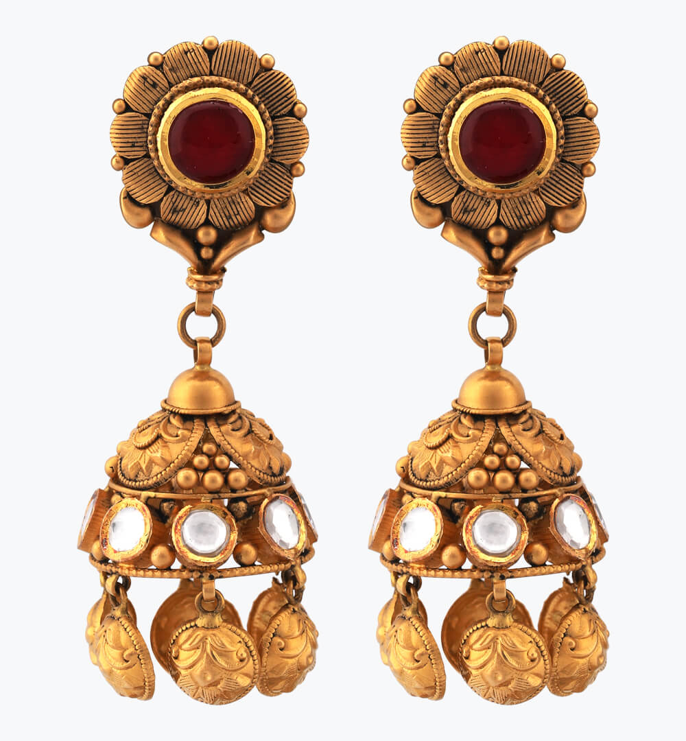 Sawansukha Antique Polki Jhumka