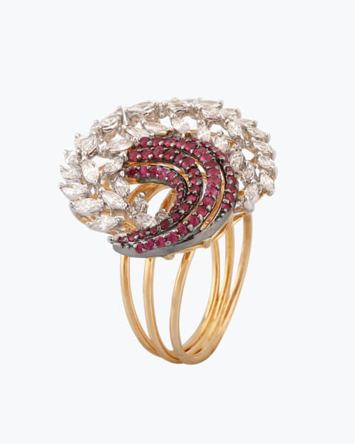 Sawansukha Diamond And ColourStone Cocktail Ladies Ring