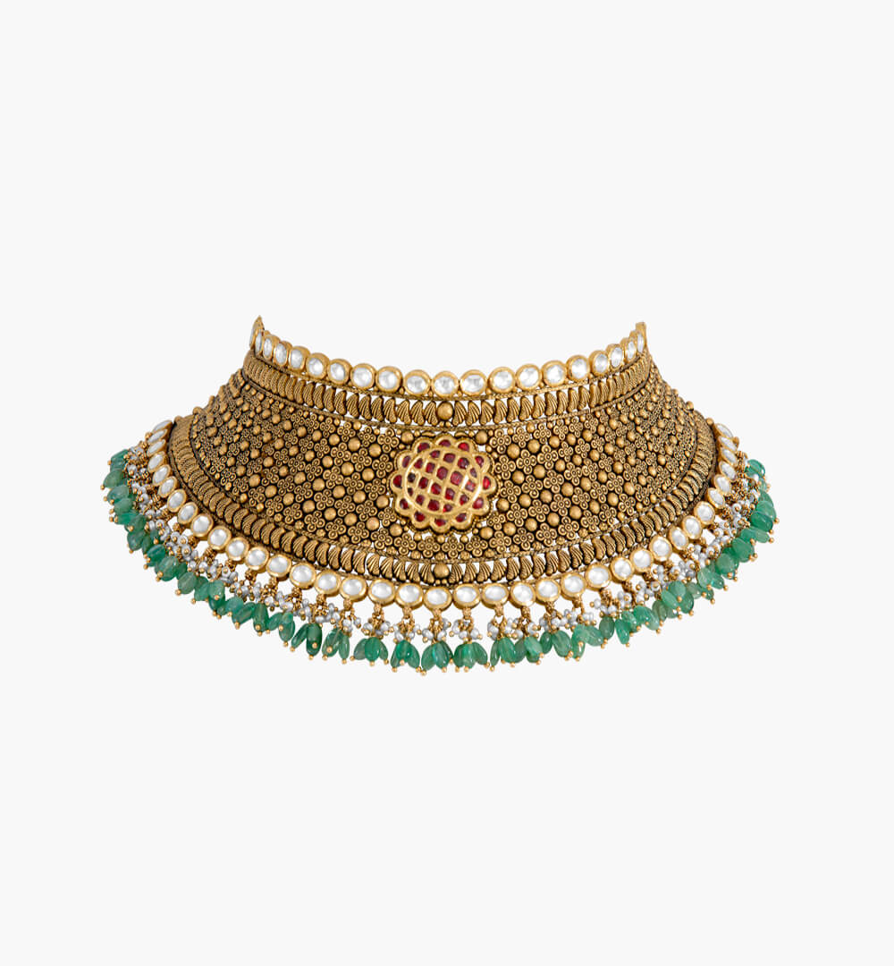 Sawansukha Heavy Weight Antique Polki Necklace